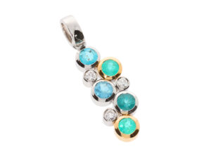 H2564-7W-EJHK moderner Anhänger in Weiß- und Roségold 750/- mit 6 brasilianischen Paraiba-Turmalinen von insgesamt 1,16ct und 3 Brillanten von insgesamt 0,18ct Tw-vs