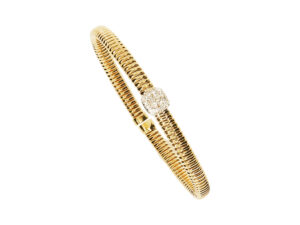 AR-164-7GW-ODSP Armreif aus Gelbgold 750/- mit 16 Brillanten Tw-vs, von insgesamt 0,20ct, gefasst in einem Quadrat aus Weißgold 750/-