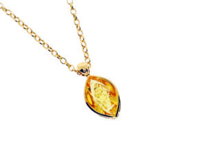 H2579-7G-ODPE großer Anhänger, 30 x19,5mm, Citrin-Navette im Fancy-Schliff, gefasst in Gelbgold 750/-.