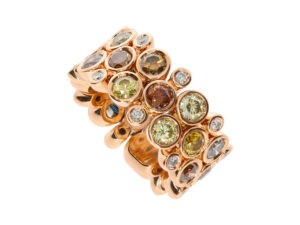 R2512-7R-KEJD moderner beweglicher Ring mit 16 Brillanten in verschiedenen Naturfarben und Größen von insgesamt 4,54ct Tw-si